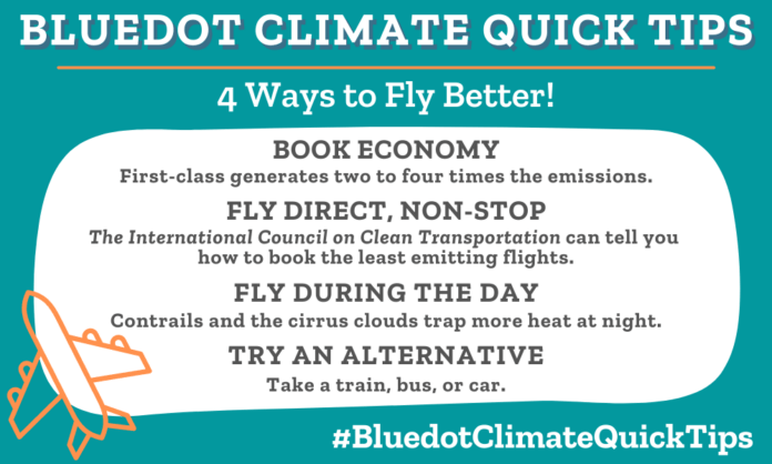 Bluedot Climate Quick Tip with Sustainable Flying Tips